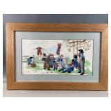 Framed Elaborate Vtg Embroidery Amish Art