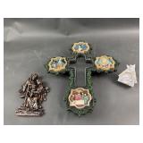 Religious Light Up Cross, Cooper Tone Wall Hanging