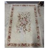 Antique Distressed Floral Design Area Rug