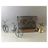 Vntg. Elephant Magazine Holder, Bell & More