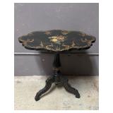 English Floral Chinoiserie Side Wood Table
