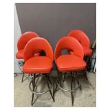 MCM Reddish Orange Chrome Swivel Chairs