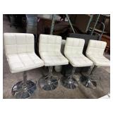 4 Adjustable White Bar Stool Chairs