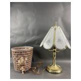Woven Ribbon Wastebasket & LRG Accent Table Lamp