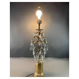 Hollywood Regency Metal & Crystal Table Lamp