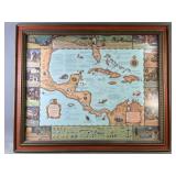 Vintage Map of Sunken Treasure Framed Print
