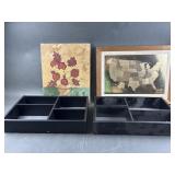 Wooden Shelves & Art Pieces