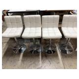 4 Adjustable White Bar Stool Chairs