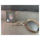 Vtg Mirrored Jewelry Tray, Elip Earrings & More