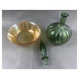 Vintage Empoli Art Glass Decanter & Luster Glass