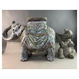 Large Elephant Plant Stand & Resin Decor Elephant