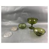 MCM Avocado Glass & Flower Frogs