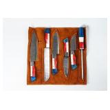 Patriotic Handmade Damascus Steel Chef 5 Knives