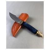 Handmade Damascus Steel Wood & Stag Horn Knife T