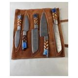 Damascus Steel Braided Wooden Chefs Knives FF