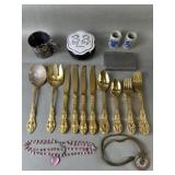 22 Pc. Golden Cutlery, Reed & Barton Cup & More