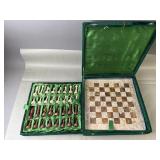 Vintage Hand Carved Stone Chess Set In Box