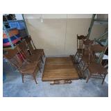 Antique 5 Leg Extendable Dining Table & 6 Chairs