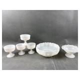 Vtg Anchor Hocking Milk Glass Compote & More