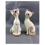 2 Vintage MCM Siamese Ceramic Cats