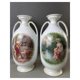 Antique Victoria Austria Lady Cherub Urns