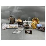 Ceramic Lantern, Vtg Crystals, Wood Squirrel &More