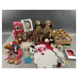Plastic Popcorn Santa, Paper Mache Angels & More