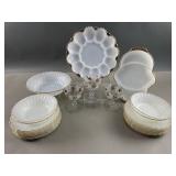 Fireking Gold Trim Milk Glass & More
