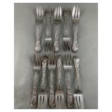 Art Nouveau Marked Sterling Silver Pastry Forks