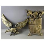 Vntg. Metal Eagle & Medieval Knight Wall Plaques