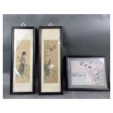 Framed Chinese Color Ink Painting On Silk & More