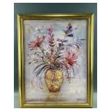 Vtg Hibel Floral Fleurs Dï¿½Or Framed Print