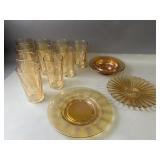 Vintage Peach Lusterware Glasses Plates & More