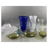 Cristal Dï¿½arques Vase, Vtg Olive Glass & More