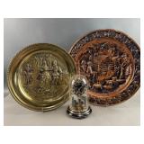 Ann. Bulova Clock & Metal MCM Relief Platters