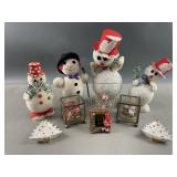 Vtg Handmade Christmas Dioramas Snowmen & More