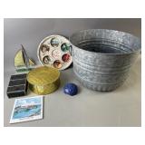 Galvanized Bucket, Stained Glass Box & More