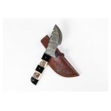 Handmade Damascus Steel Striped Handle Knife N
