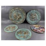 Vintage Brass English Chargers  Wall Relief Old