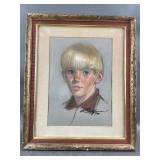 Framed & Signed Blonde Boy Oil Pastel