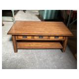 Mission Style Three Drawer Coffee Table