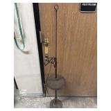 Vtg MCM Brass & Wood Floor Lamp