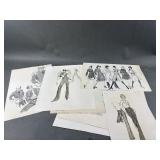 Vtg Free Press Fashion Illustration Prints