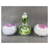Vtg St Clair Perfume Bottle & Art Glass Weights