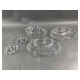 Duncan & Millet Trays & Swan Glass Pieces