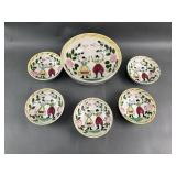 Vintage Hand-painted Japan Folk Art Bowls