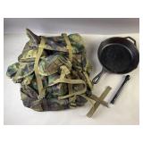 Camouflage Hiking Pack Cast Iron Pan & More