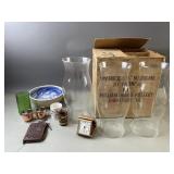 3 Vintage Pyrex Hurricane Glasses & More