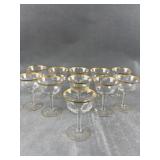 Tall Gold Rimmed Sherbert Glasses