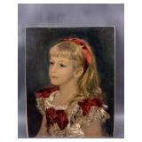 Vintage French Girl w Red Ribbon Print Board